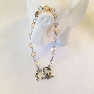 Austrian Crystal Wire Wrapped Handcrafted Toggle Clasp Bracelet